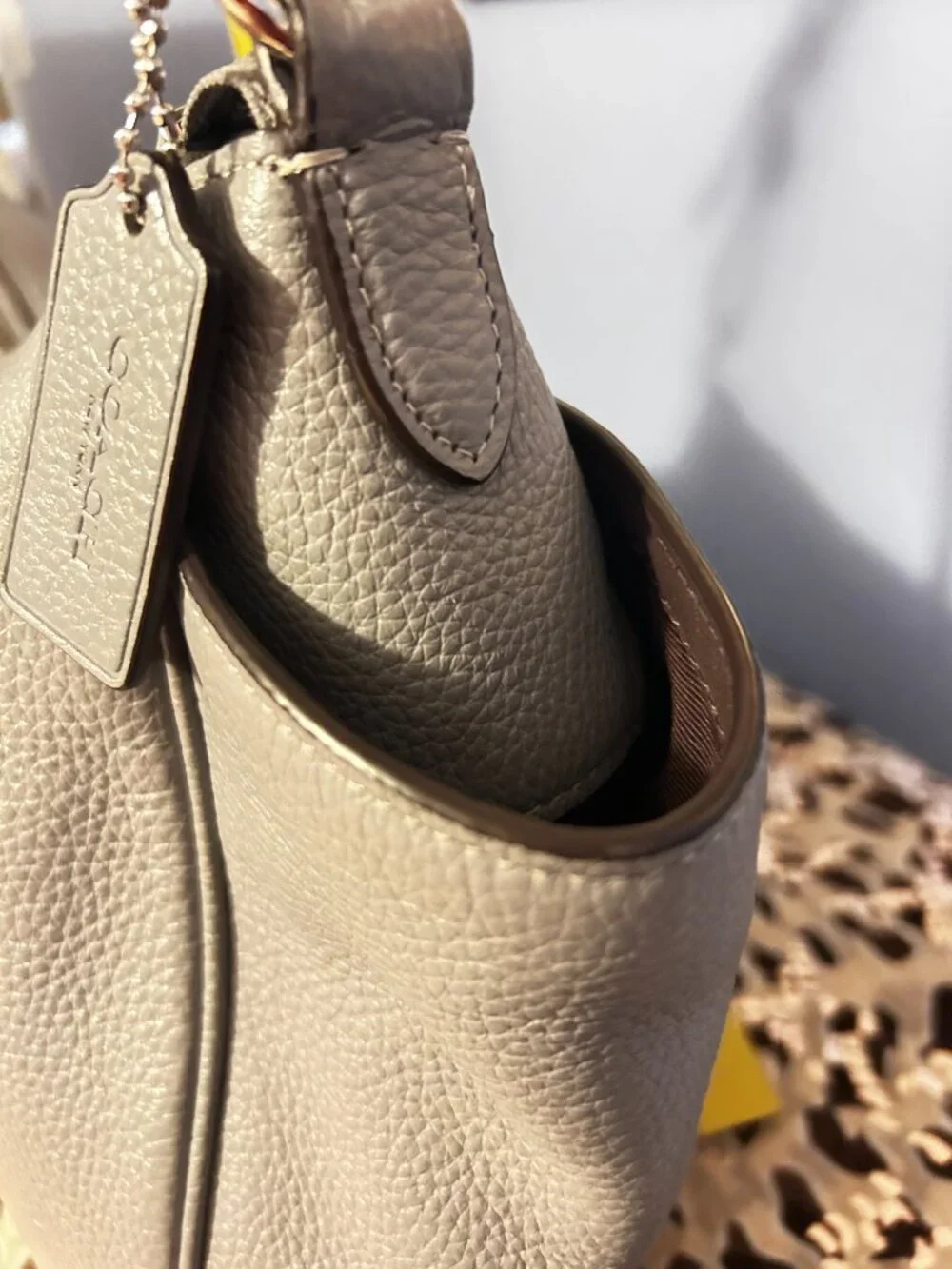 Coach Madison Pebble Leather Shoulder Bag – Light Blue – Silvertone Hardware